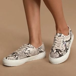 Superga 2750 Synth Snakew Taupe Black Snake Sneakers Size 39